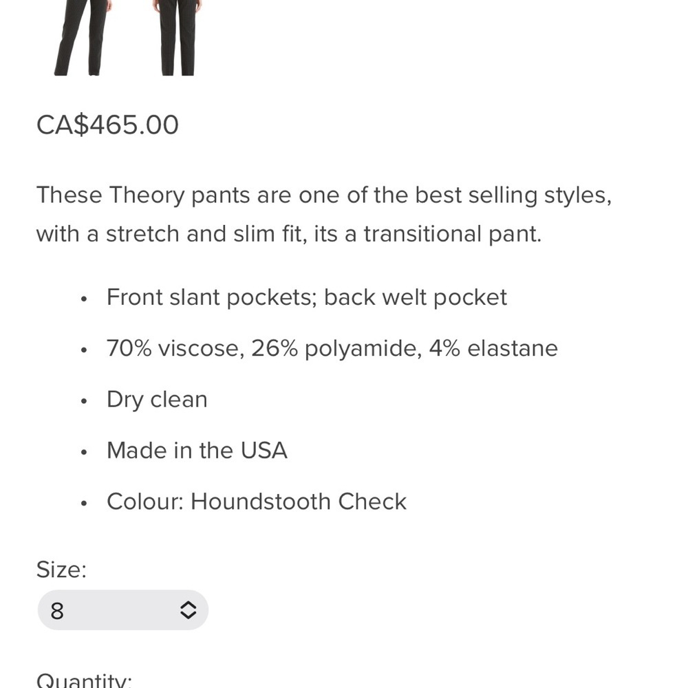 Theory Slim Straight Ponte Pants in Black Caviar Houndstooth - Picture 7 of 7